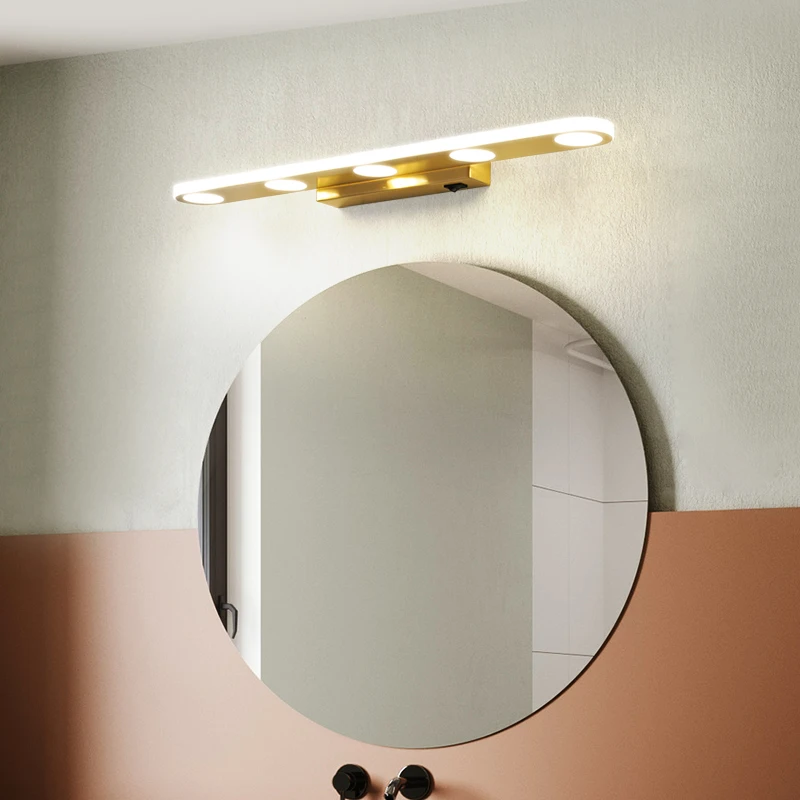 Copper Bathroom Mirror Front Lamp Led Bathroom Modern Minimalist Nordic Wall Lamp Dressing Table Bathroom Mirror Lamp