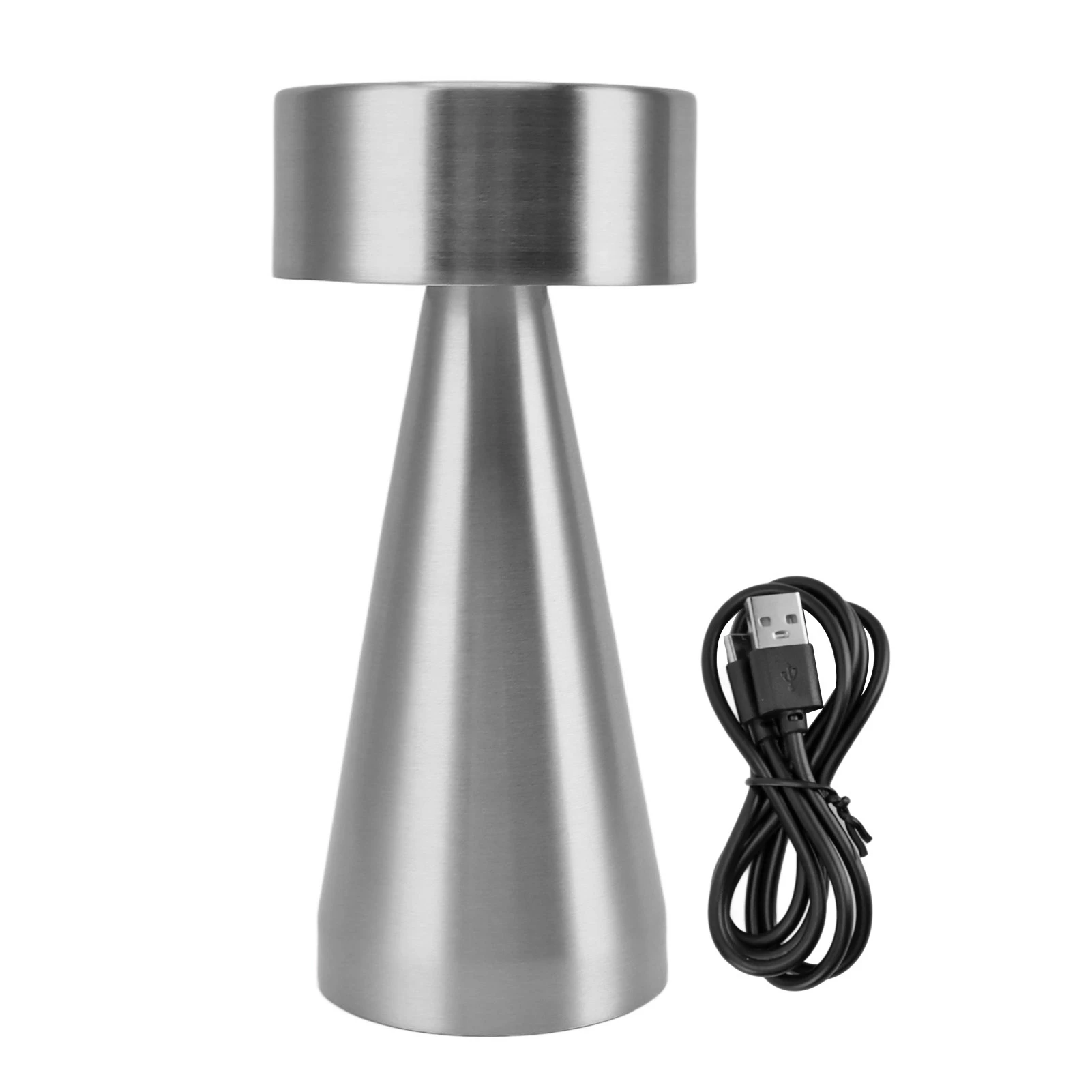 LED Portable Metal Table Lamp with Touch Sensor 3 Color Stepless Dimming Nightstand Desk Lamp Rechargeable Night Light