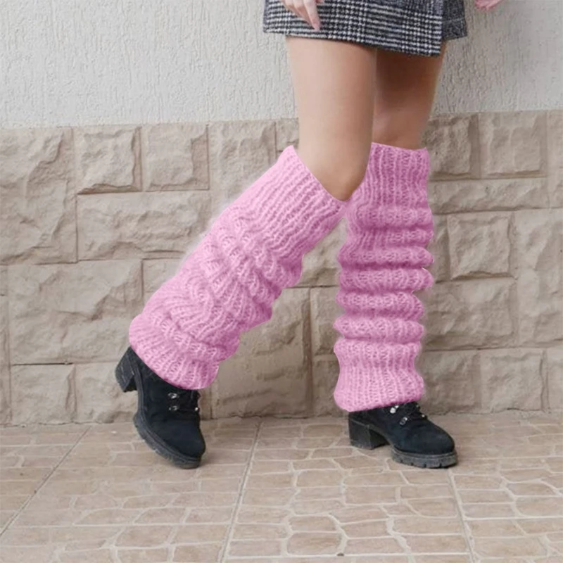 Femmes Vintage Crochet tricoté fourrure Mohair jambières hiver longues bottes chaussettes bas pour décontracté fête danse Sports