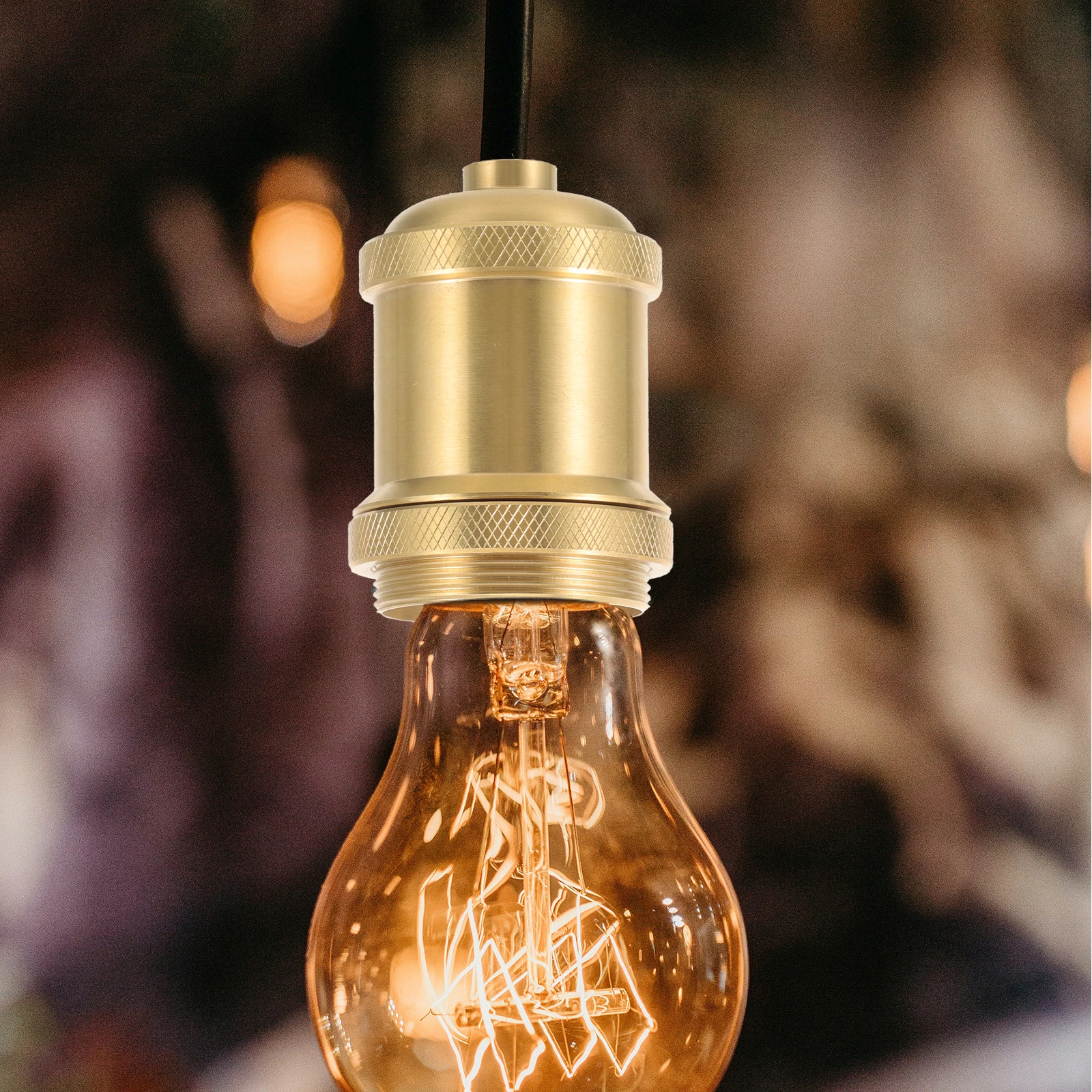 

1pcs E27 Pure Copper Lamp Holder Socket Retro Ch Light Bulb Base E26 Screw Ceramic Golden Metal Table Base Only