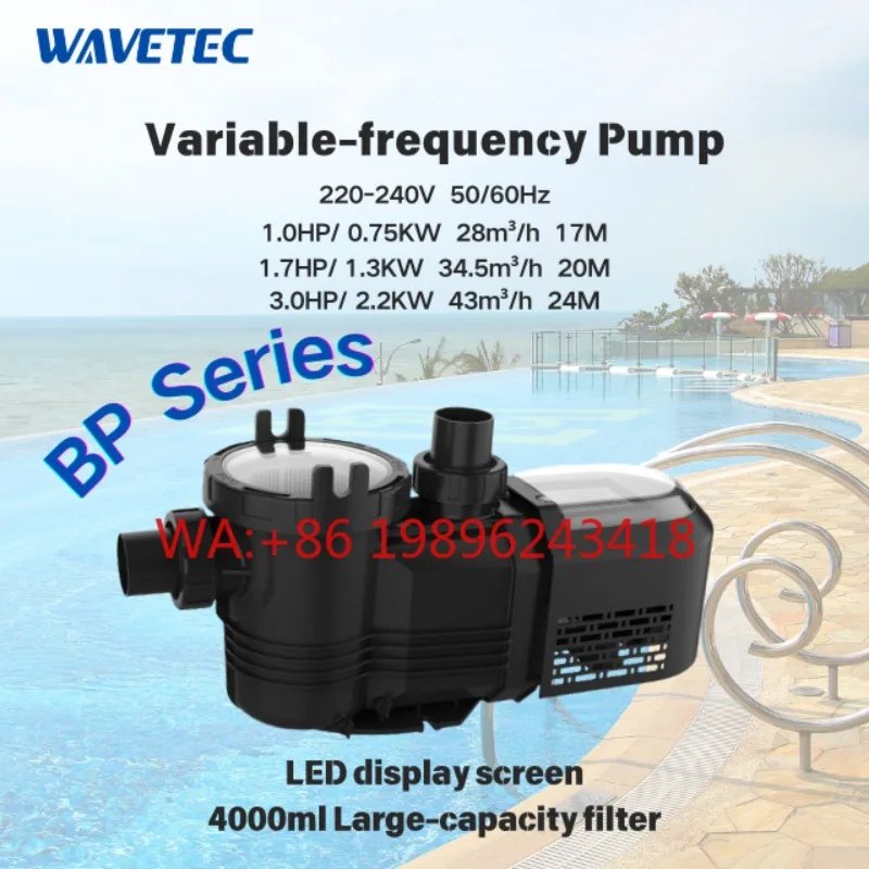 Bomba de Água para Piscina de Frequência Variável Série BP 220-240V 50/60Hz 1HP-3HP Velocidade Ajustável Pressão Constante Inteligente