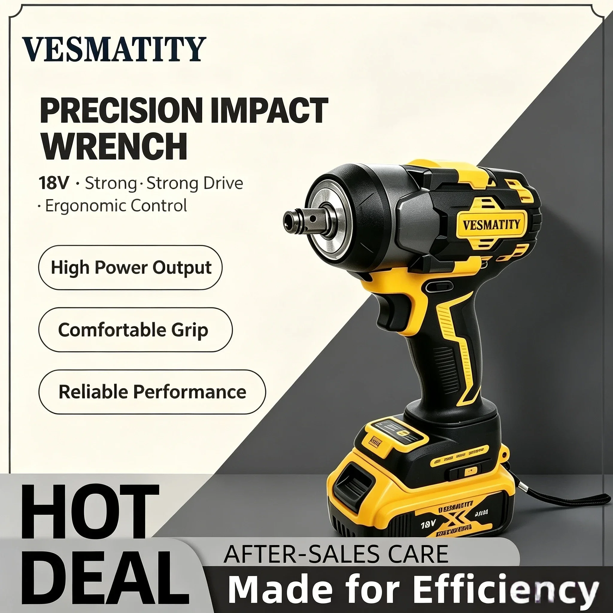 Vesmatity Impact Drill Electric Screwdriver 500Nm High Torque Power Tool 18V 20V Battery Max Pro Unit Plus