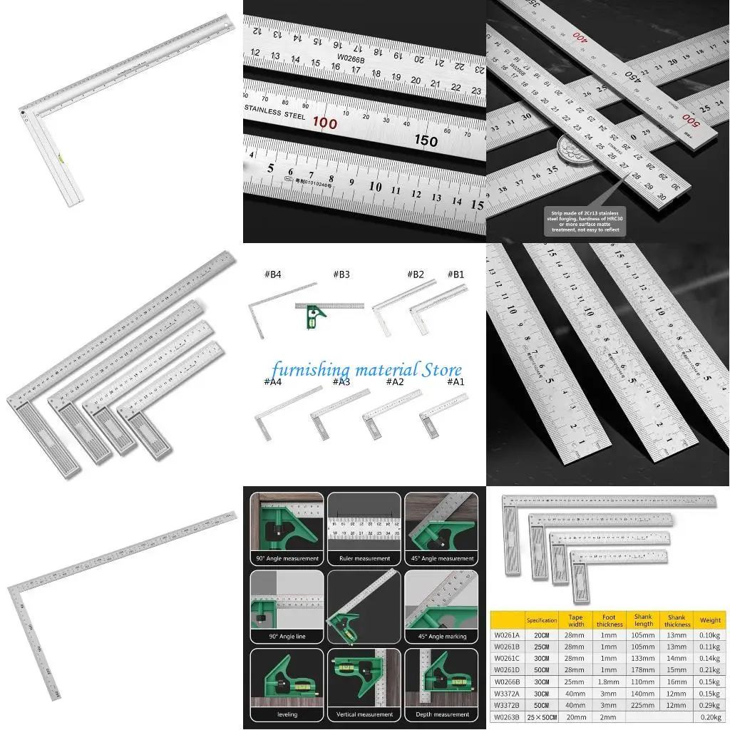 

Y5GD Right Angles Ruler L Shaped 90 Degree Square Layouts Measuring Tool for Woodworking