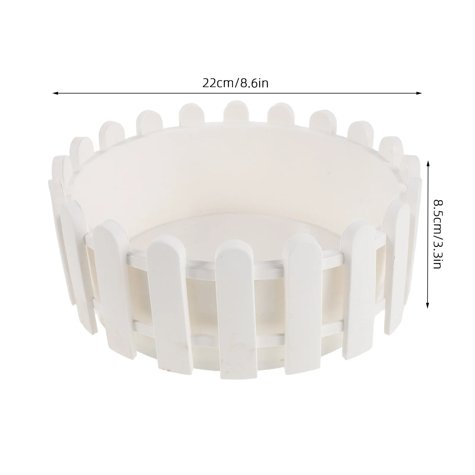 Round Picket Fence Flower Pot Plastic Decorative Window Box Planter 8.5 Inch Rustic Garden Planter Indoor Outdoor Windowsill