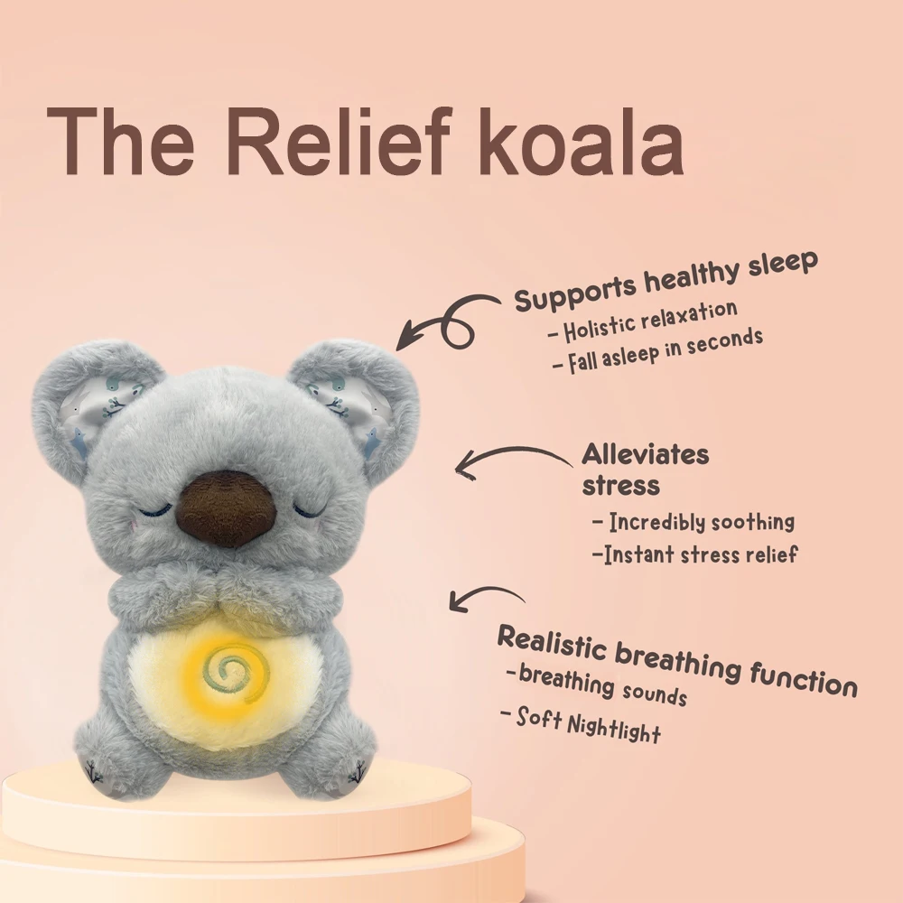 Multifunction Breathing Koala Pro Soothing Otter Plush for Kids Glow Music Baby Sleeping Companion Sound Light Doll Sensory Toy