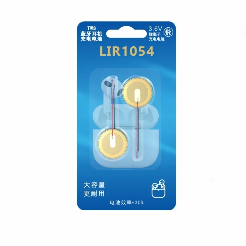 Rechargeable Button Cell Battery LIR1054 45mAh 3.6V Replacement for TWS Bluetooth Headset Smart Wear Devices```