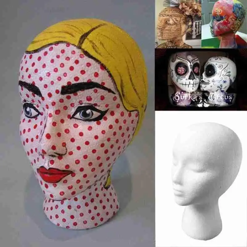 Mannequin Head Model Foam Wig Hair Glasses Display Hat Wig Display Stand Rack Mannequin Manikin Head Model White