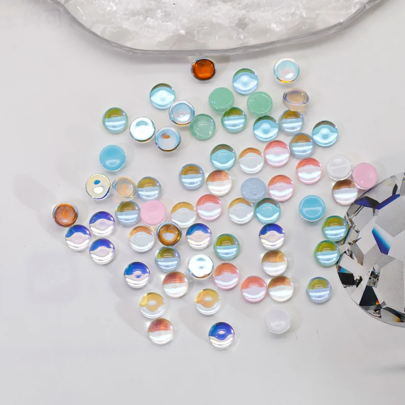 50Pcs 6mm Mermaid Bead Nail Art Decorations White Multicolor Mocha Nail Rhinestones