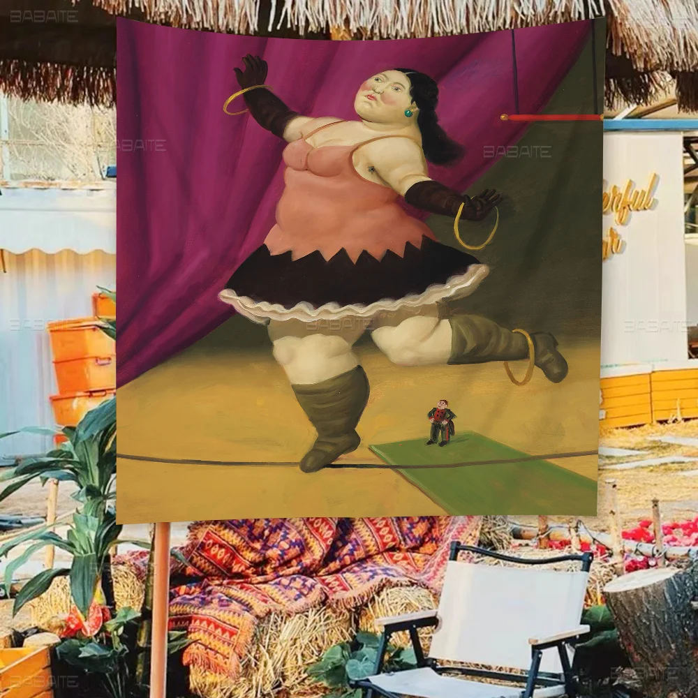 Fernando Botero Canvas Paint Creative Pattern Hanging Flag Polyester Printed Banner Hand Pulled Flag