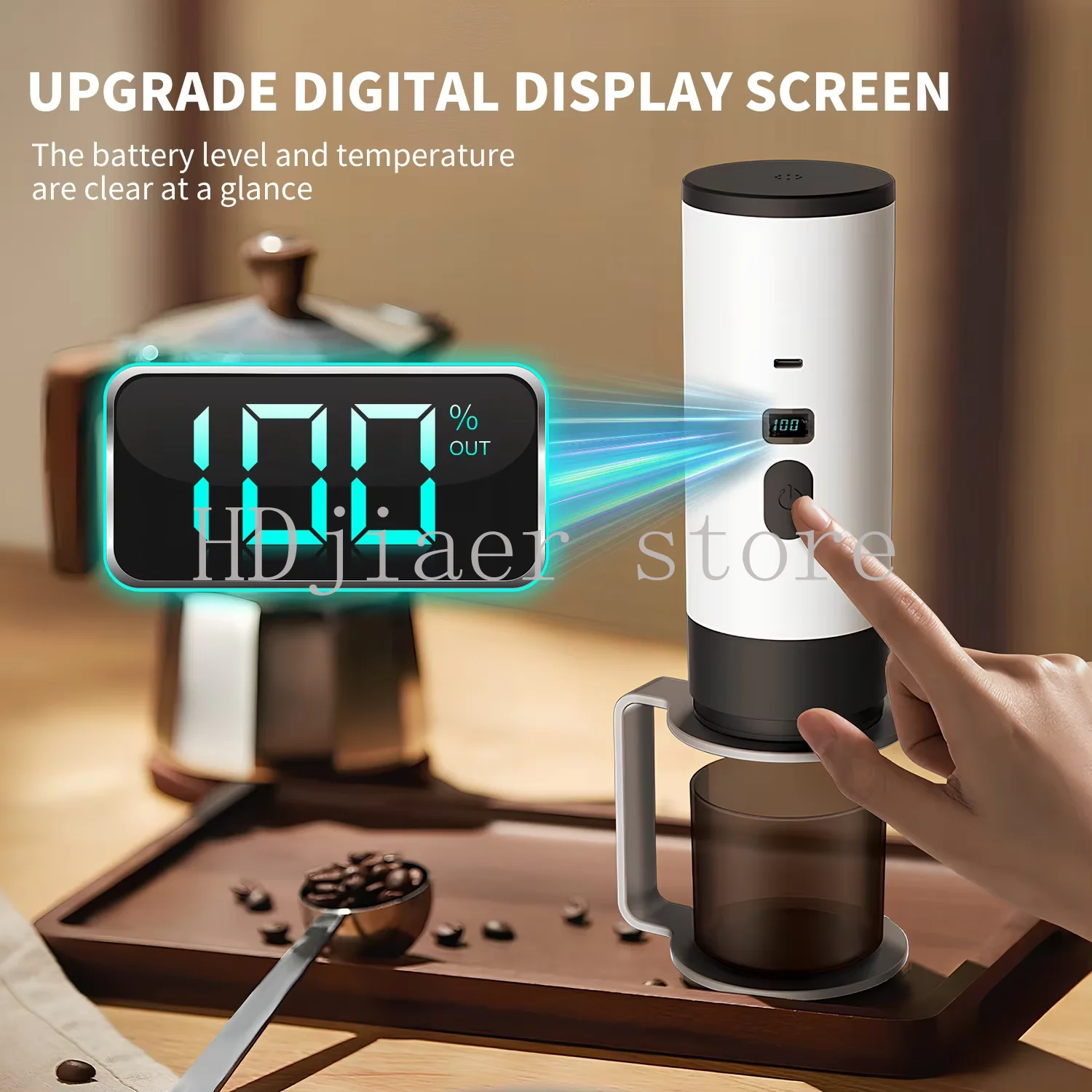 

Handheld Heater Portable Coffee Machine 3-in-1 Wireless Espresso Capsules 90ML Water Tank USB Power Source Charging ROHS