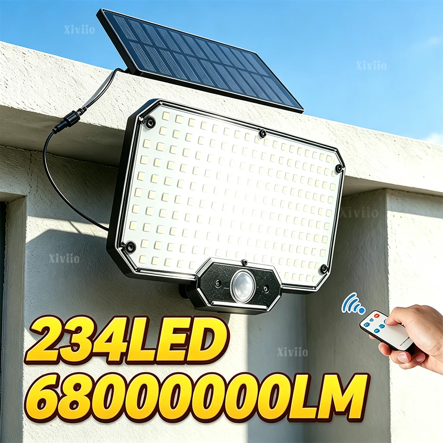 96000000LM Solar Lights Outdoor 234LED Motion Sensor Flood Lights with Remote IP65 Waterproof Security Solar Lights for Outside