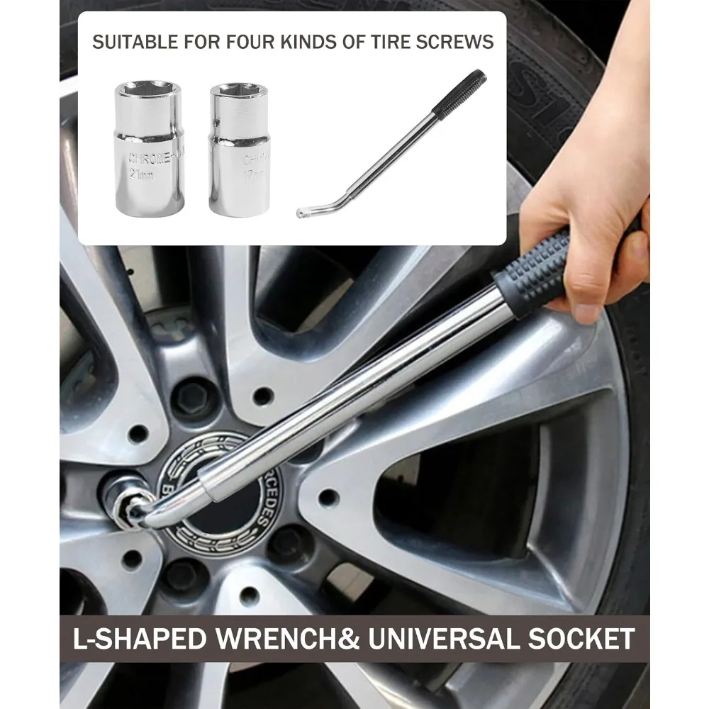 رافعة مقصية - أداة جاك إطارات السيارة 2 طن، طقم طوارئ عالمي مع مفتاح ربط، طقم تغيير الإطارات المحمول للسيارة والشاحنة