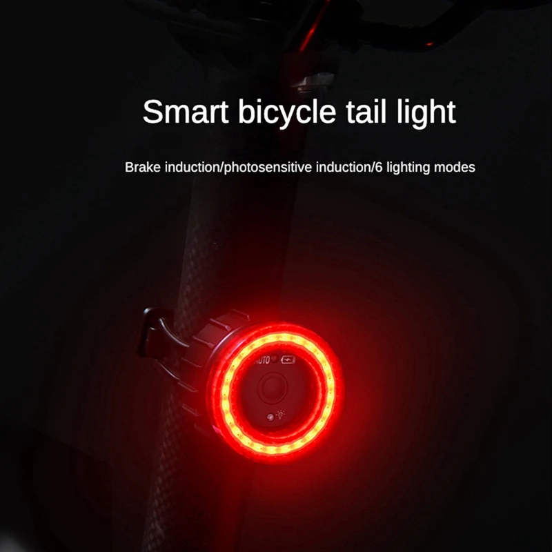 TWOOC 1Set Bicycle Intelligent Brake Taillight Cob Bike Intelligent Brake Taillight Aluminum Alloy + Plastic