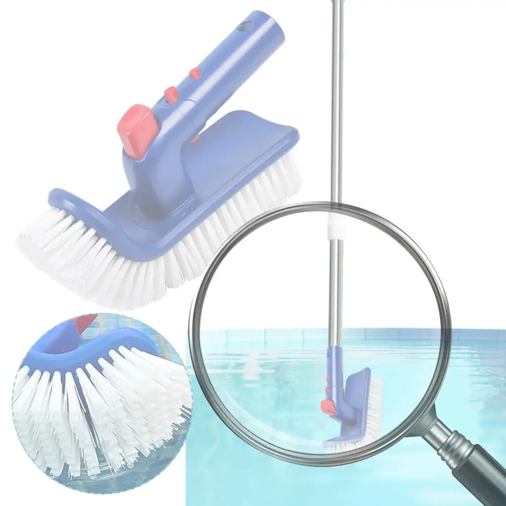 

Щетка для бассейна, щетка для ступеней и углов бассейна с изогнутым концом, вращающаяся на 180 градусов, щетка для углов и ступеней бассейна с тонкой щетиной для ванной комнаты