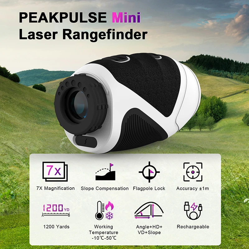 1200 Yards Golf Rangefinder with Slope 7X Cylinder Range Finder Angle Horizontal Measurement Tools for Hunting Rechargeable