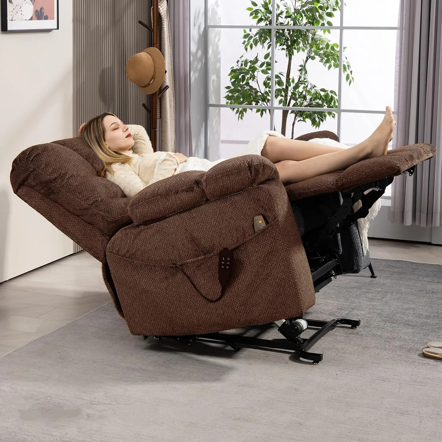 Oversized Power Lift Recliner Big Man 400lbs, Extra Wide Recliner Chair with Lifts Vertically for Elderly, Features Cup, Custom
