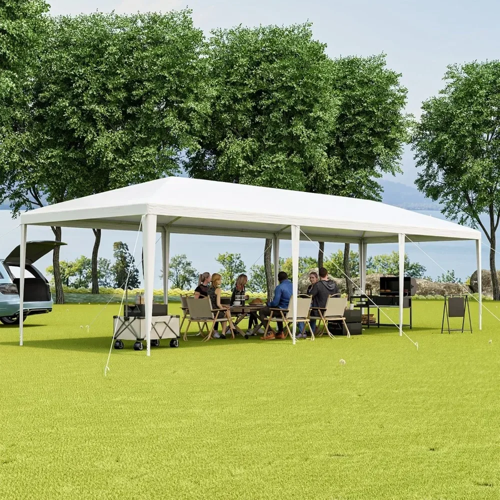 10x30 Ft Heavy Duty Party Awning, Large White Event Tent with 6 Sidewalls & 2 Zippered Door,for Patio, Backyard,Parties