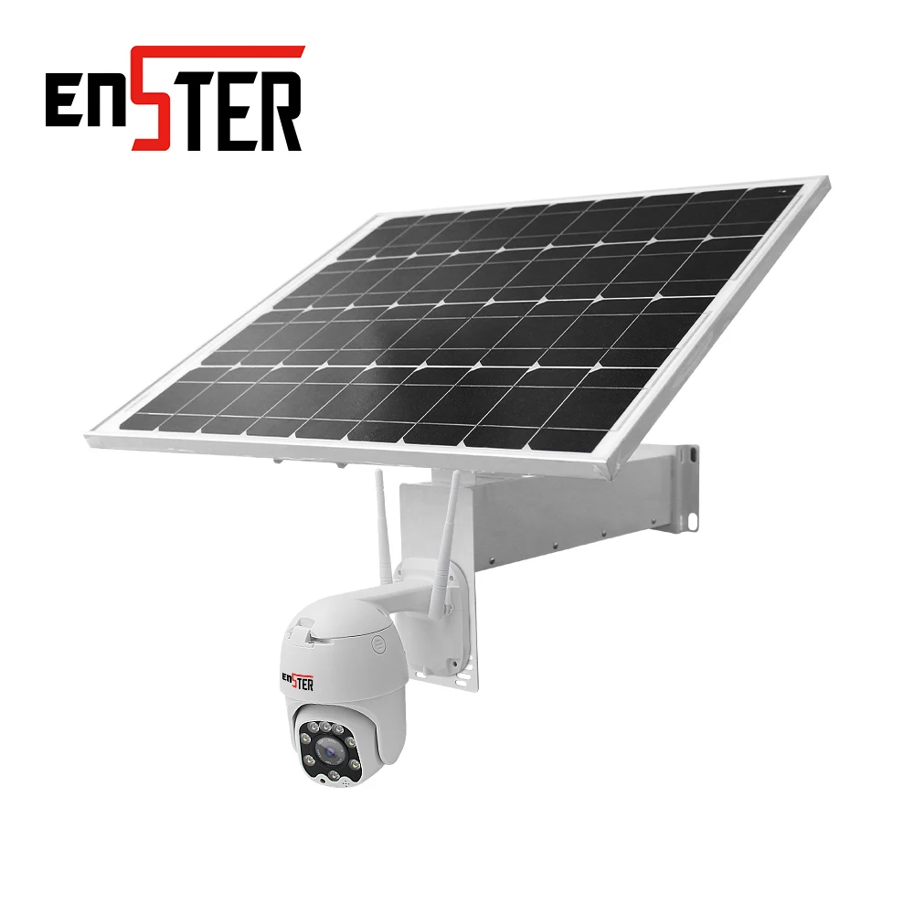 Enster high capacity battery 4g monitoring 360 degree rotation solar ptz camera