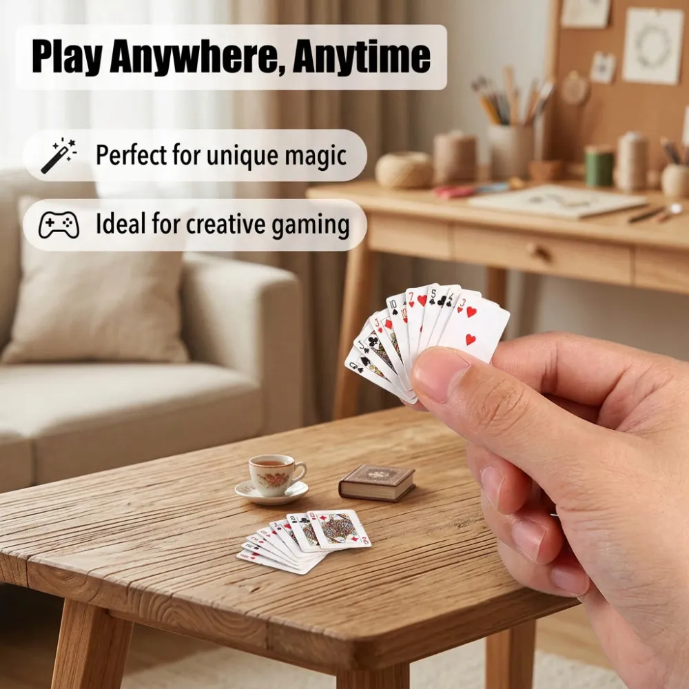 Hot Sale 2 Decks of Mini Poker Thumb Poker Travel Poker Cards Spoof Small Toys Desktop Multiplayer Game Accessories