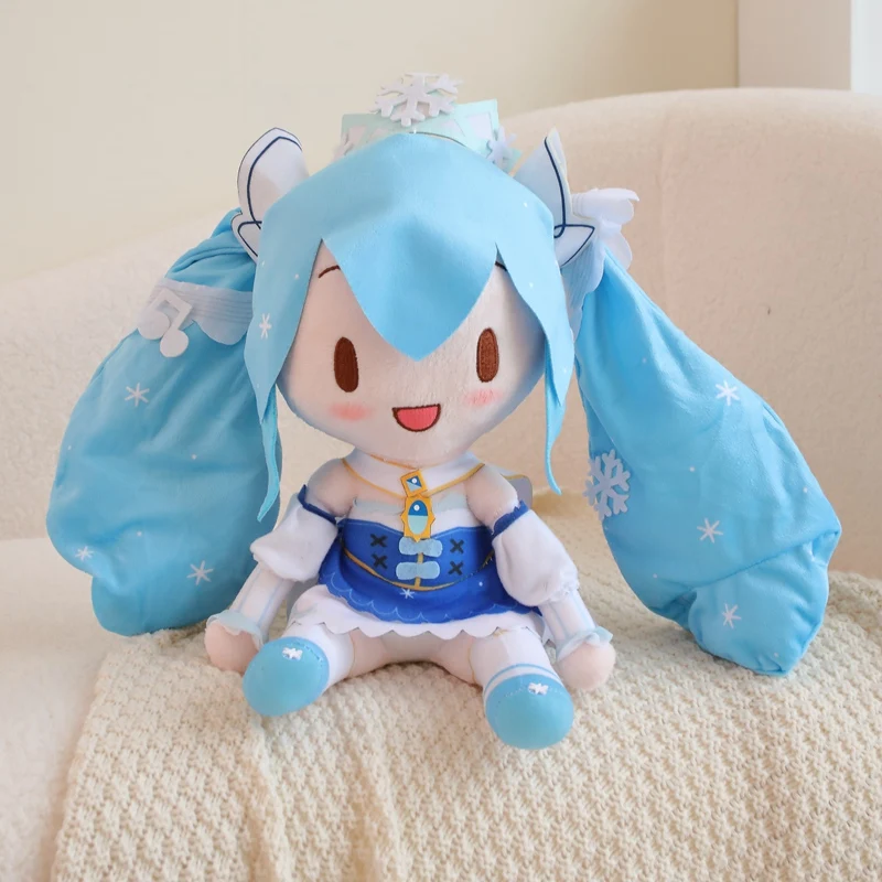 Snow Princess Dress Hatsune Miku Snowflake Crown Plush Toy Limit Plushies Japanese Style Cute Girl Collect Doll Home Decor Gift