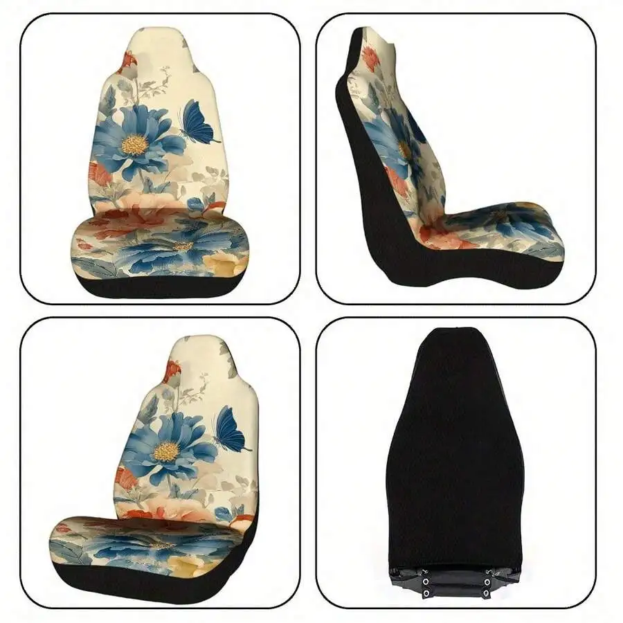

Floral Butterfly Car Seat Cover For Front Seats Universal Fit Sedan SUV Truck