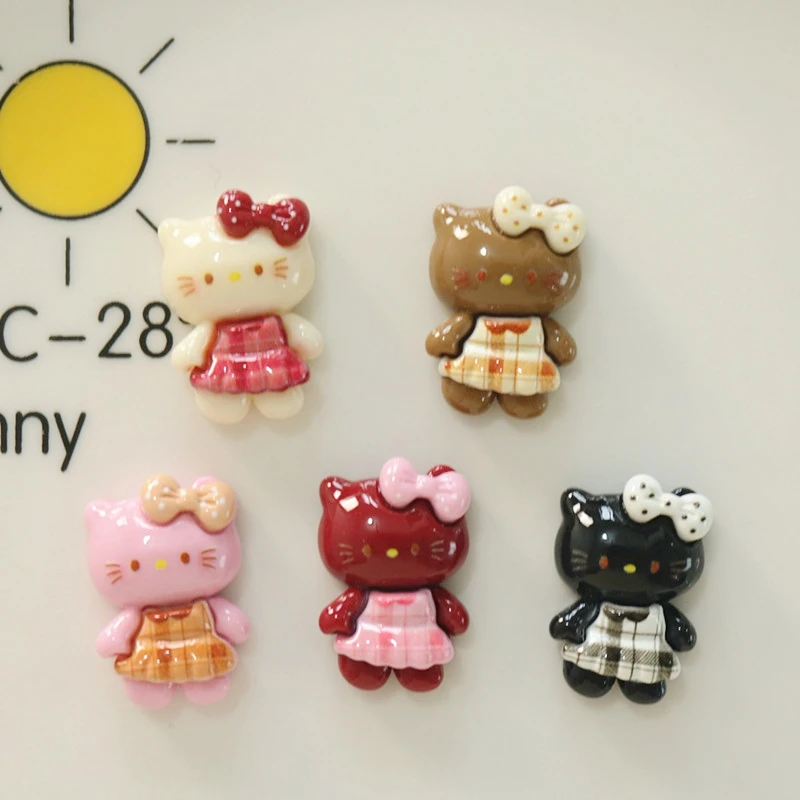 10Pcs New Mini Kawaii Warm colored cartoon kitten Series Flat Bottom Scrapbook  DIY Jewelry Making Manicure Bows Accessories A21