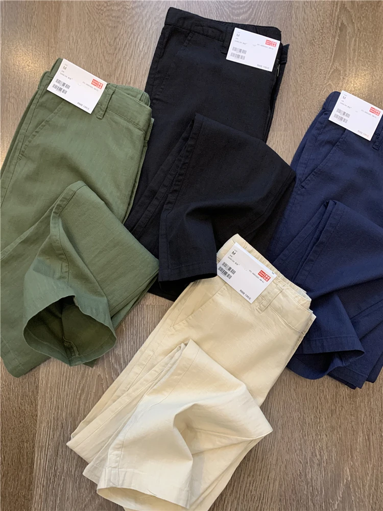 

Высококачественные легкие дышащие льняные мужские повседневные брюки свободного кроя с прямыми штанинами, удобные, для весеннего отдыха