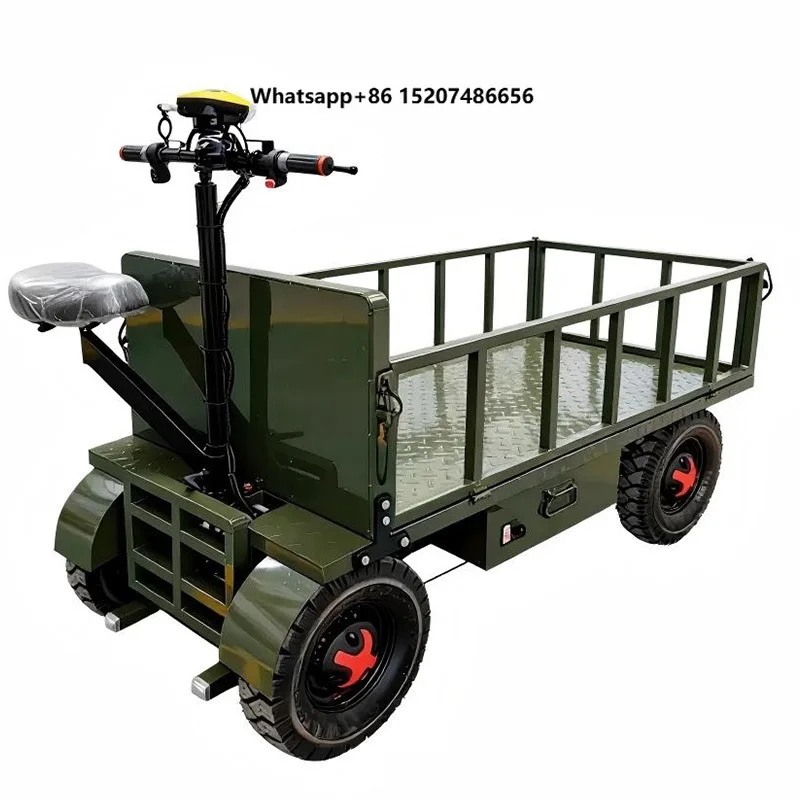 Support Ride-On 4 Wheel Industrial Battery Powered Electric Hand Truck Cart Platform Trolley with CE Certification