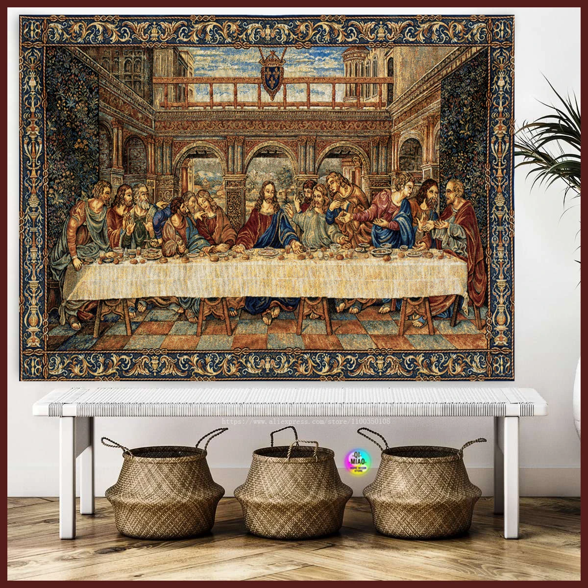 Jesus Tapestry  Home Decor Last Supper Wall Hanging Christ Artistic Polyester Fabric Cottage Dorm Wall Art  Home Decoration