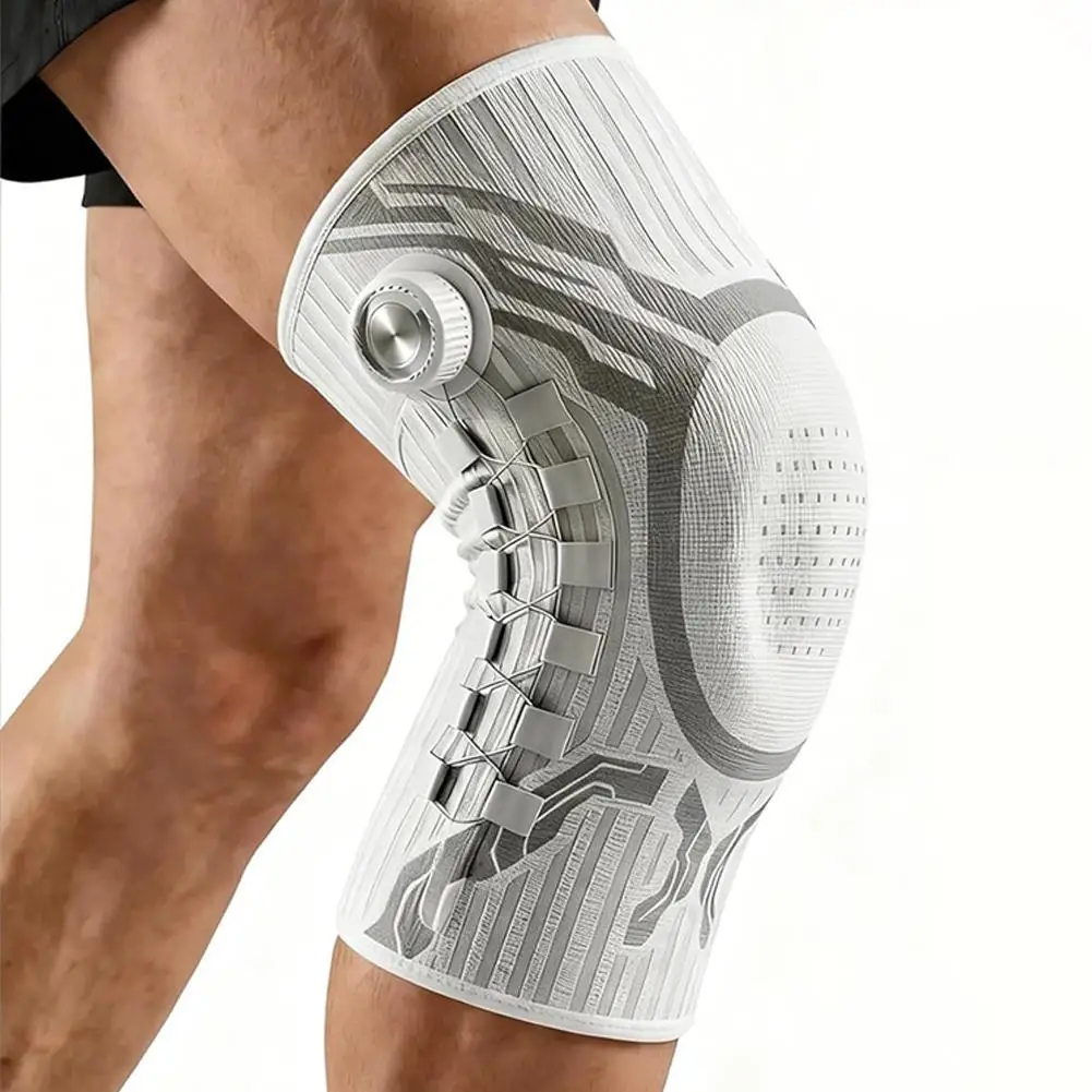 Rodillera con almohadilla de gel para la rótula, ajustable mediante dial giratorio, estabilizador lateral, alivio del dolor articular, para recuperación, uso en casa y gimnasio, unidad.