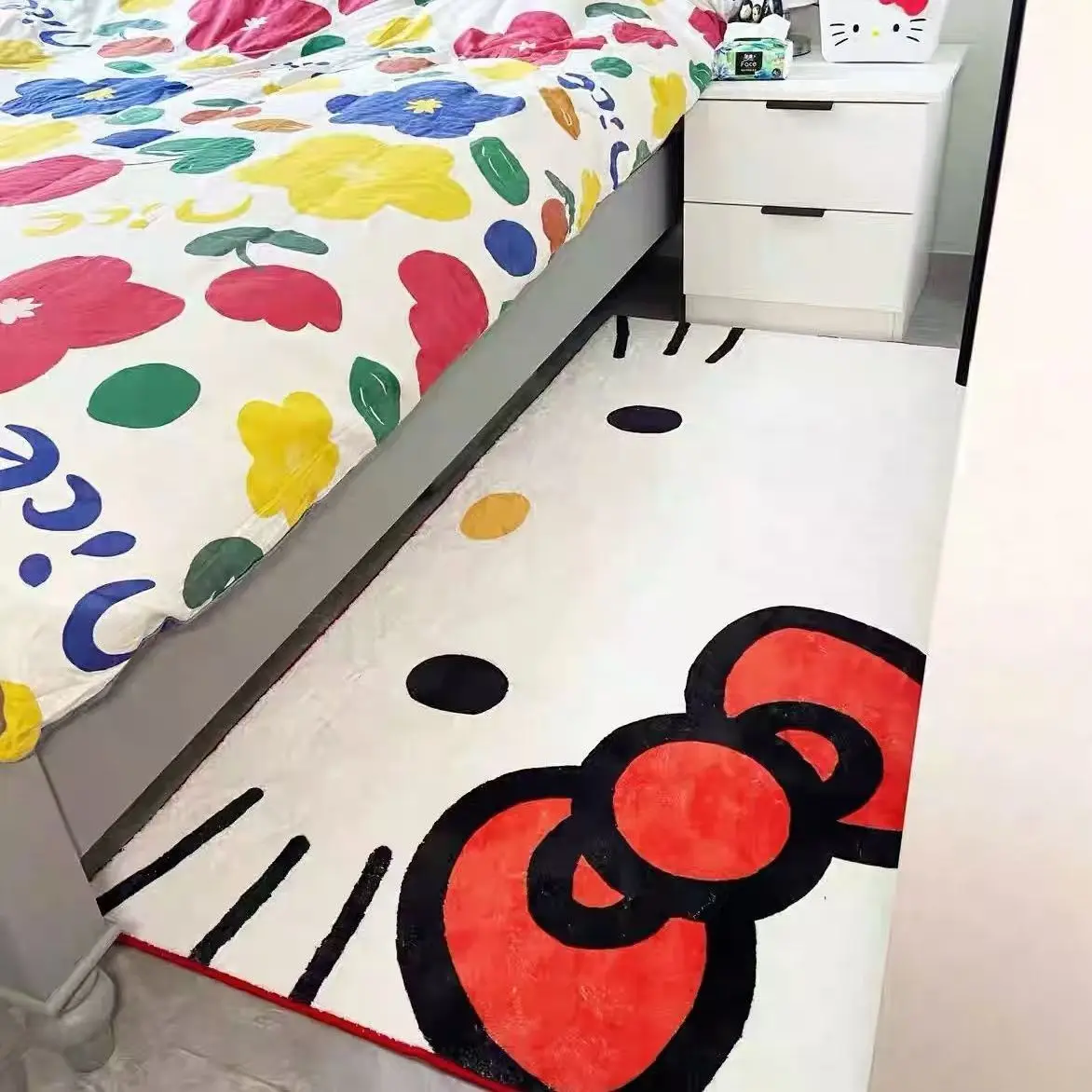 Hello Kitty Bowtie Floor Rug Doormat Carpet Bedroom Livingroom Kitchen Non-slip Long Mat Cartoon For Boy Girls