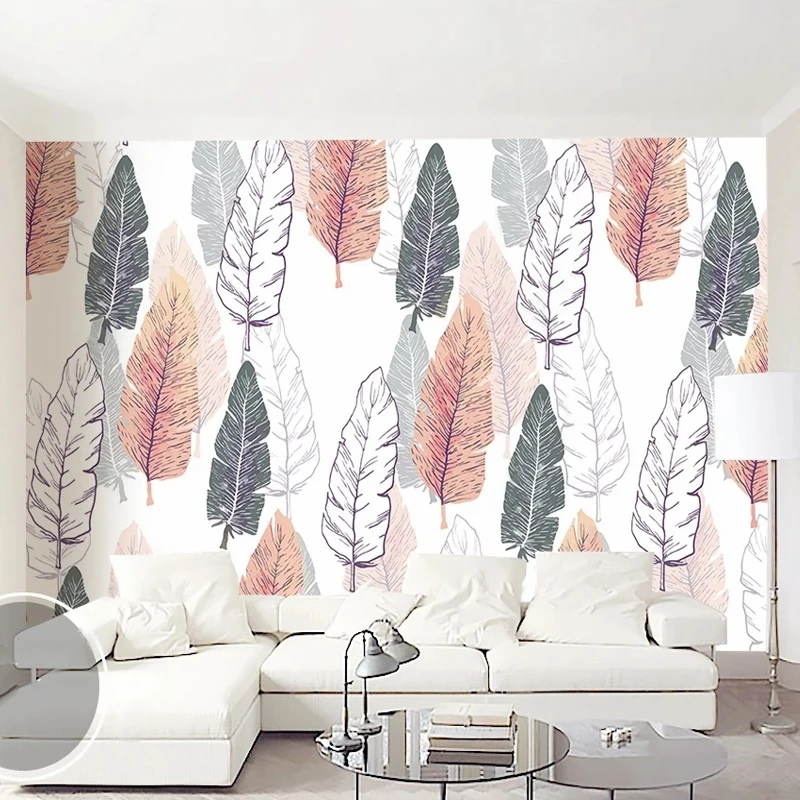 

Custom Size European Hand Painted Feather Leaves Photo Mural Wallpaper 3D Bedroom Living Room TV Sofa Background Wall Home Decor