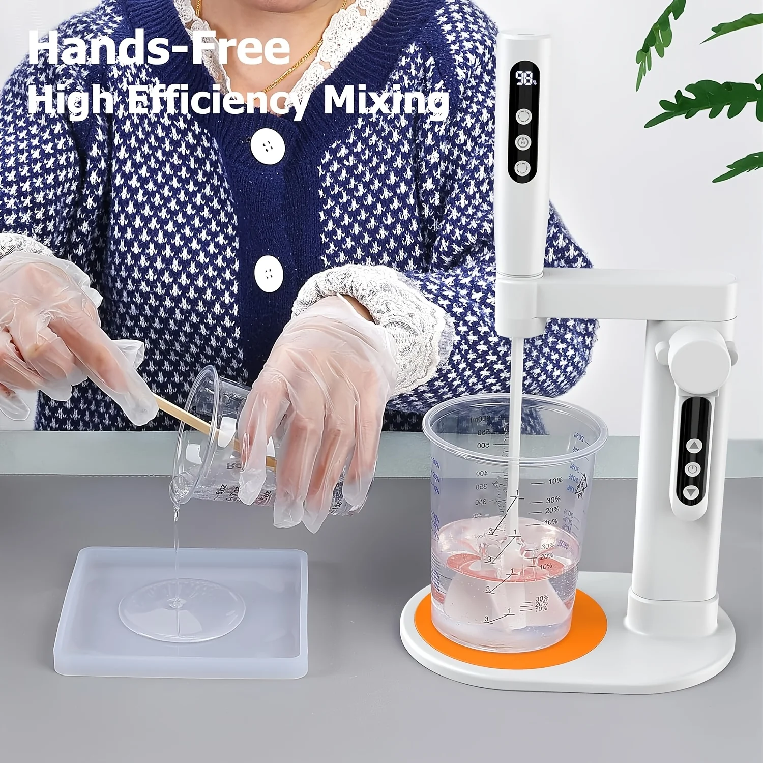 5 Speed Automatic Epoxy Resin Mixer Bidirectional Stirring Low Foam No Lump for DIY Resin Art Mold Making