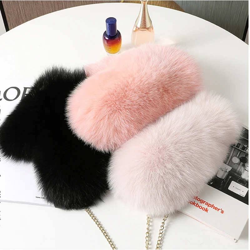 New Brand 2024 Girl Fashion Luxury Real Fox Fur Glove Winter Women Natural Real Fox Fur Gloves Warm 100% Genuine Fox Fur Mittens