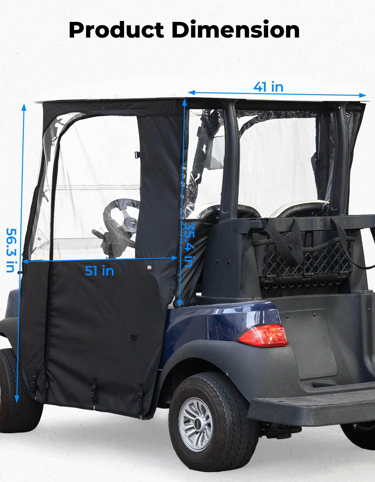 Golf Cart PVC Enclosure Waterproof Rain Cover Compatible with Club Car Tempo with 54-inch Short Roof Dual-Side Zipper Doors