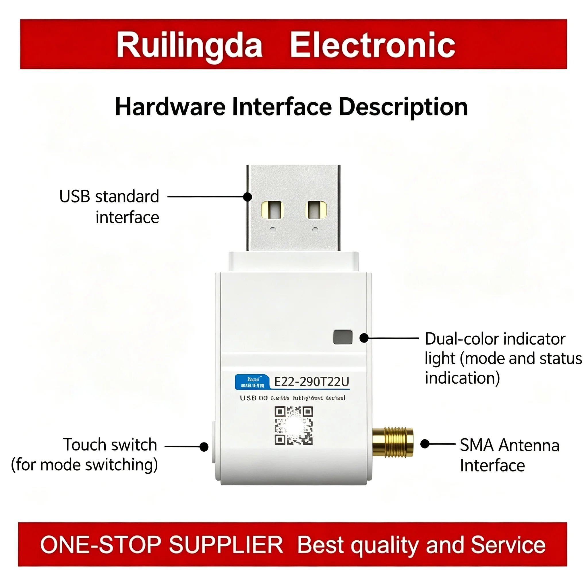 E22-230T22U E22-400T22U E22-900T22U LoRa Module USB Interface 22dBm with Antenna Relay Networking LBT 5KM DIP