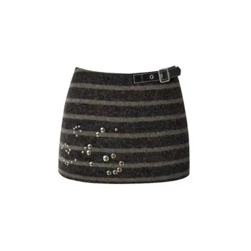 

Американская ретро пикантная девушка милая полосатая короткая юбка-сумка осень и зима Harajuku Y2K тонкая и сексуальная женская полуюбка эмо