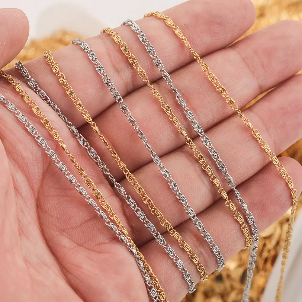 

2 Meter Stainless Steel Gold Plated O-shaped Cross Twist Chain for DIY Necklace Bracelet Material Charms for Jewelry Making Bulk