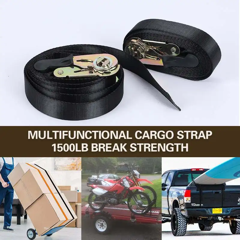 Adjustable Cargo Strap Retractor Strong Nylon Ratcheing Strap with Metal Buckle for transport Cargo Sturdy Durable Loading Tool