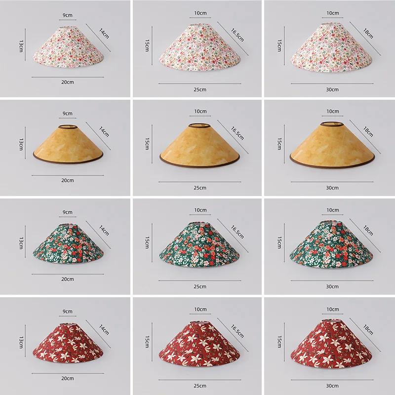 20/25/30cm Vintage Floral Fabric Lampshade E27 Lampshade for Table/Floor/Bedside Lamp Wabi Sabi Style Home Hotel Decor