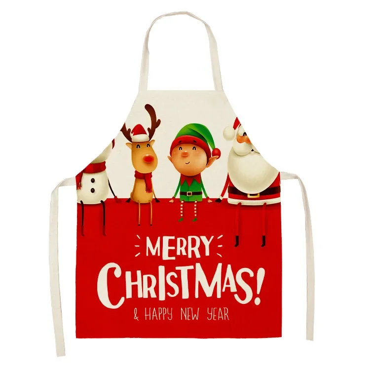 Hot New Christmas Party Room Decoration Kitchen Waterproof Apron Children\'s Creative Cartoon Painting Anti-fouling Apron Bib