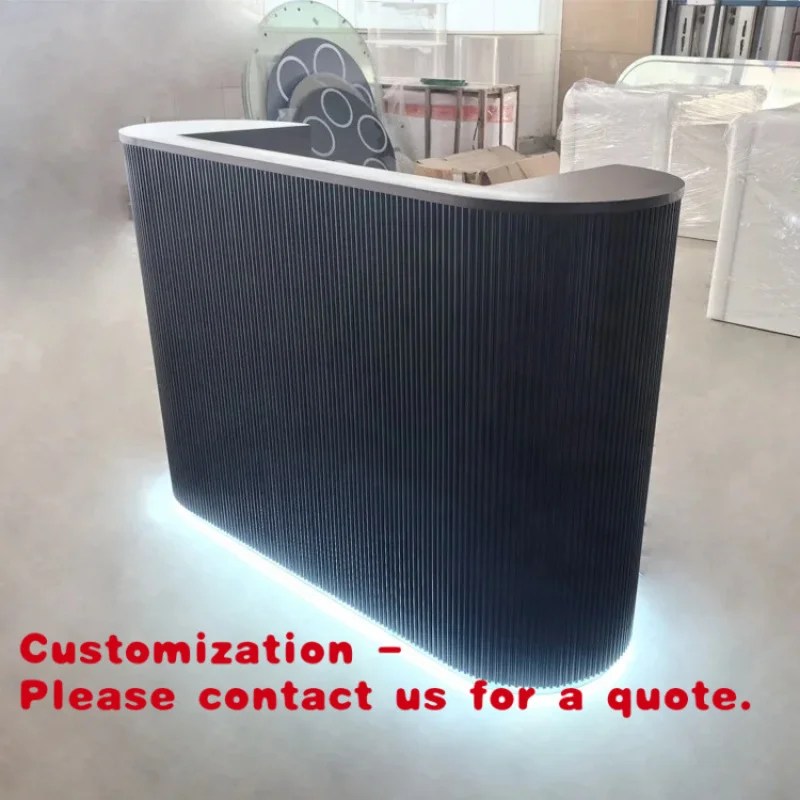 

custom.Factory Direct Wooden Reception Desk Spa Salon Front Counter Clothing Checkout Reception Table With Led