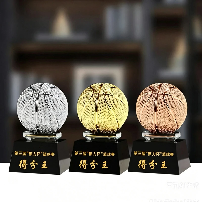 Gold Silver Bronze Resin Crystal Glass Award Cup Champion Trophy DIY Custom Text Logo Engraving Football Basketball Competition