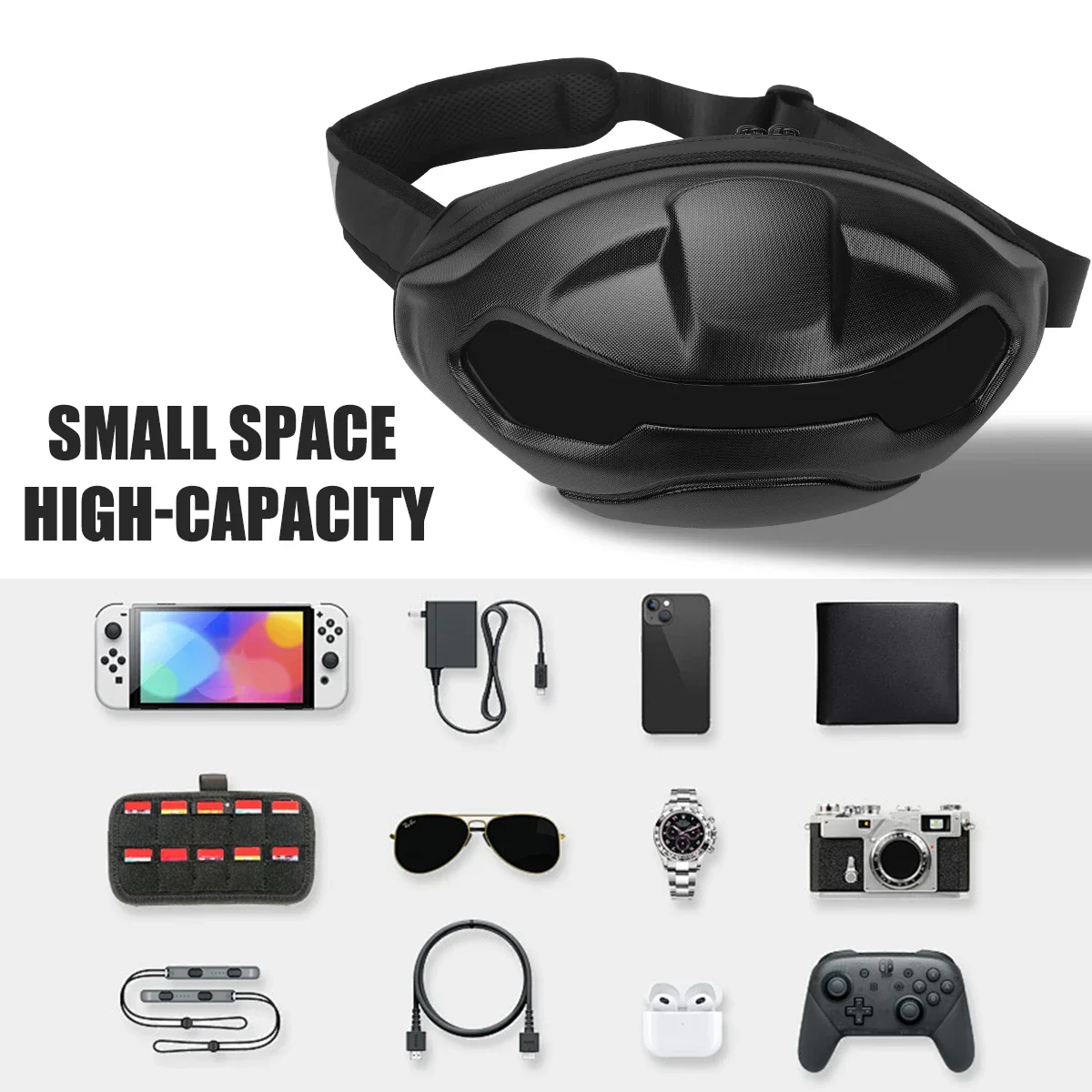 Cool Grey Gargoyle Style Satchel with LED Screen Display APP Control Riding Drop Waterproof Dynamic Screen Travel Cycling Bag