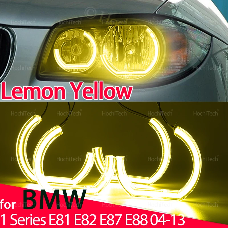 

LED Lemon Yellow Angel Eye Ring Kit for BMW 1 Series E81 E82 E87 E88 2004-13 Halogen Headlight CS CSL Style Auto DRL Eyes