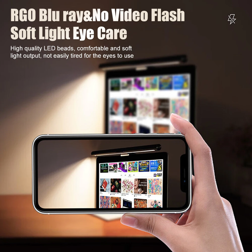 Wiscolor การดูแลตาหน้าจอแขวนไฟ LED คอมพิวเตอร์จอแสงบาร์ Stepless Dimming USB Powered สำหรับการศึกษางานสำนักงาน การอ่านเกม 44 ซม.