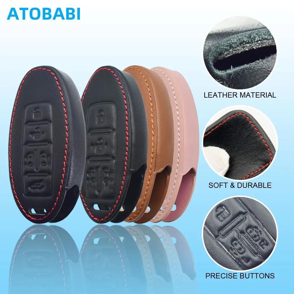 Leather Car Key Case For Nissan Serena C25 C26 C27 Elgrand E52 E51 NV350 Caravan Rooks X-Trail Smart Remote Fobs Shell Cover Bag