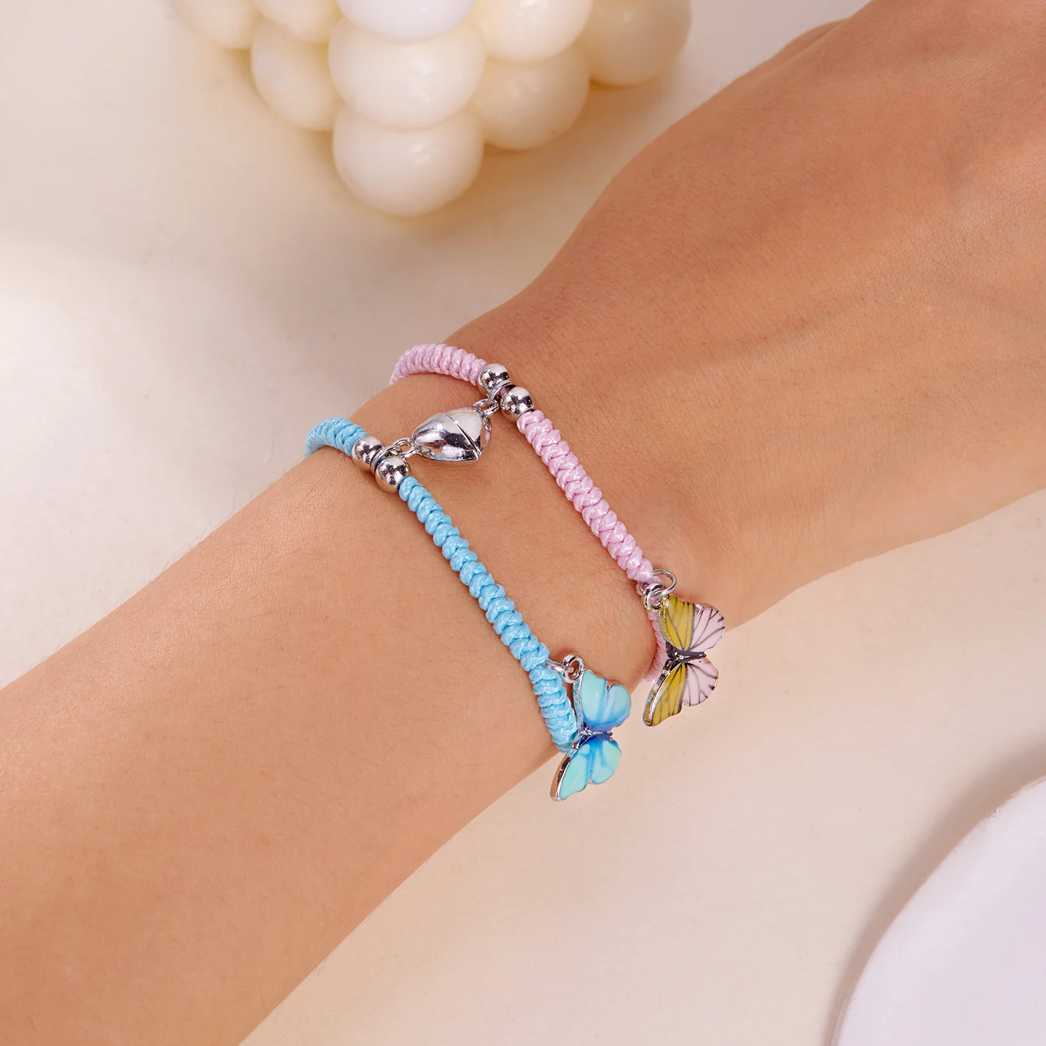2 Teile/satz Schmetterling Paare Anhänger Leuchtendes Armband für Frauen Männer Minimalistisches Seil Geflecht Armband Freundschaft Schmuck Geschenke – Detail 15