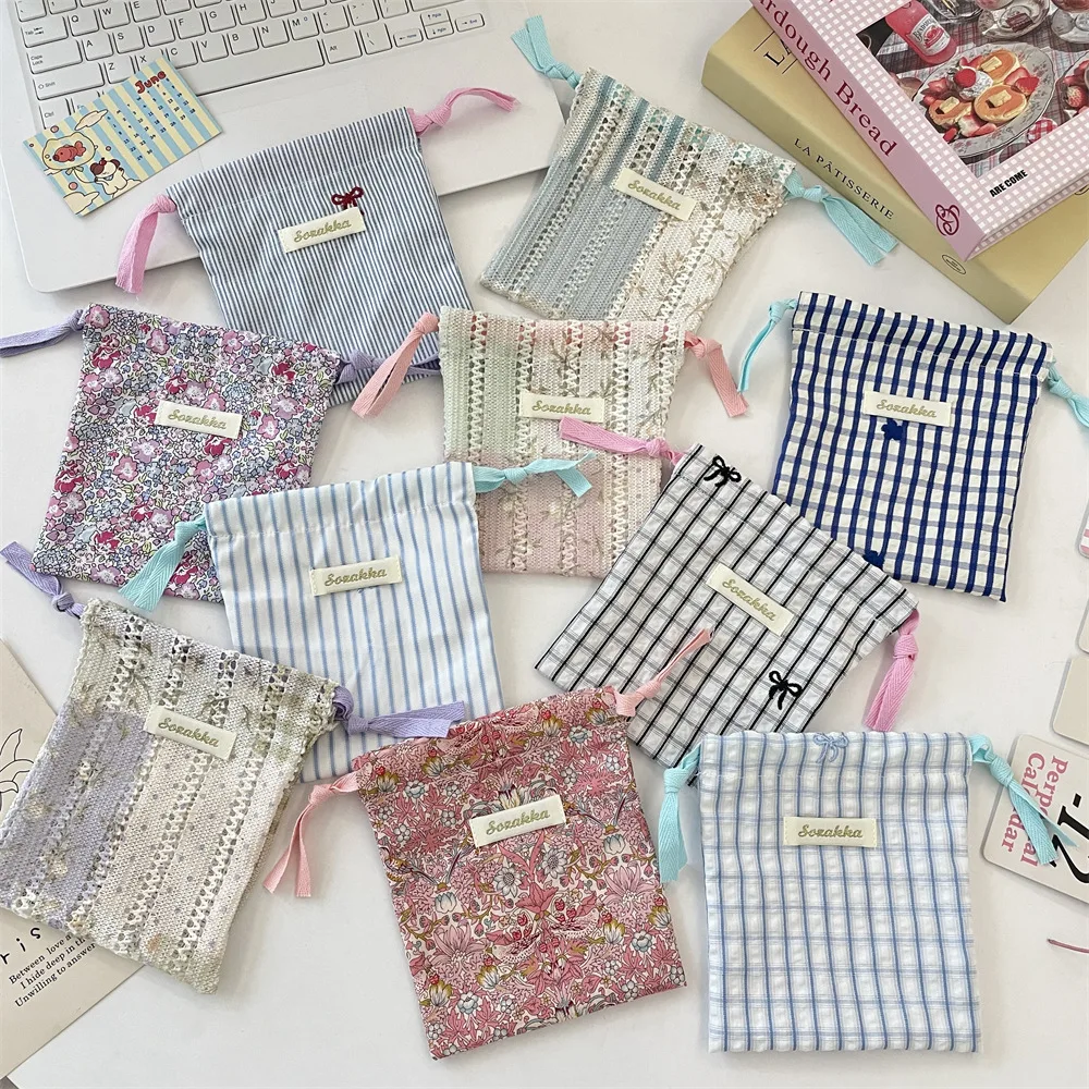 Small Fabric Drawstring Bags Large Skincare Organizer Portable Travel Organizer Bags Drawstring Bag Pouch Women Cosmetic Bag