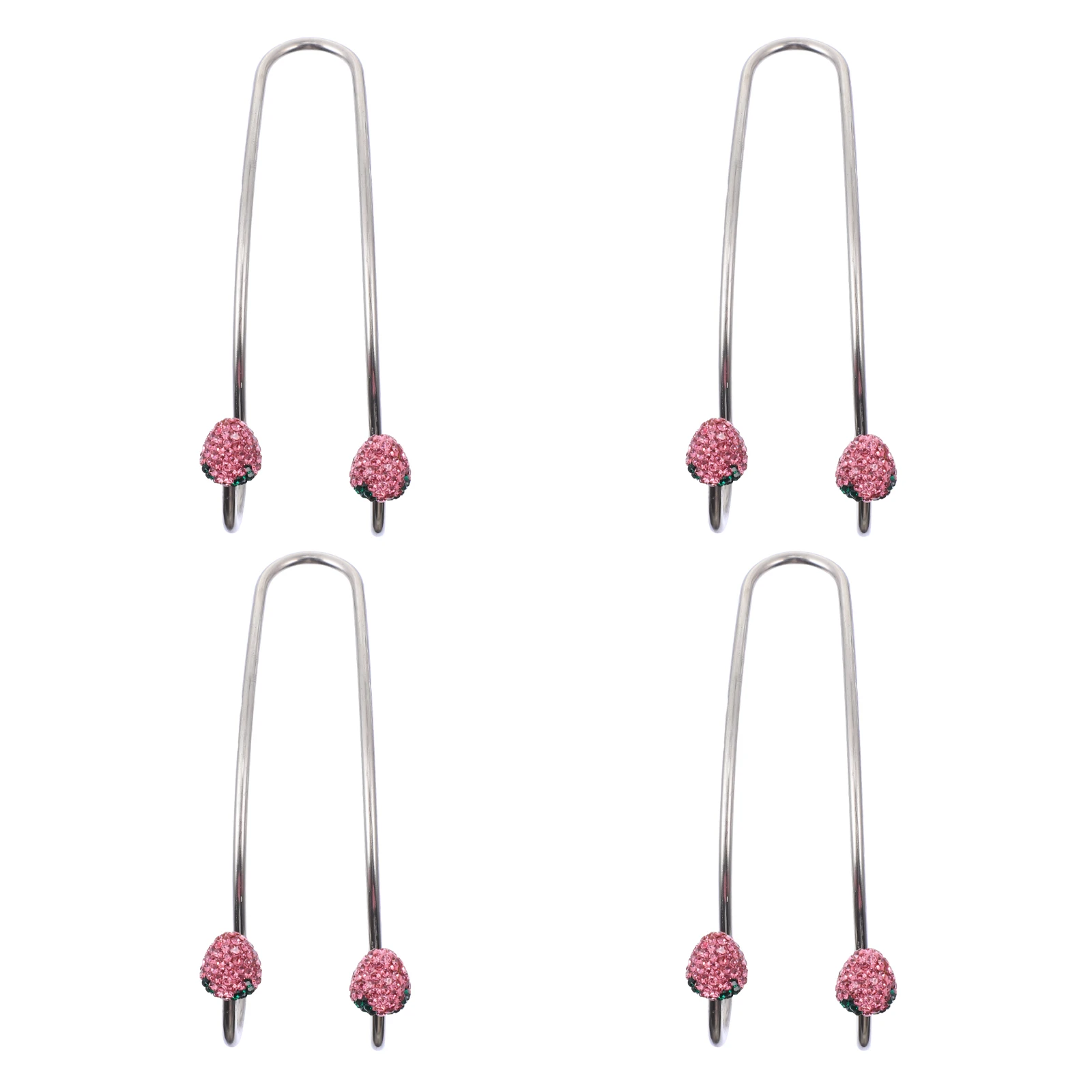 

4pcs Strawberry Car Seat Headrest Hooks Multifunctional Shiny Rhinestone Stainless Steel Car Accessories Gifts SUV